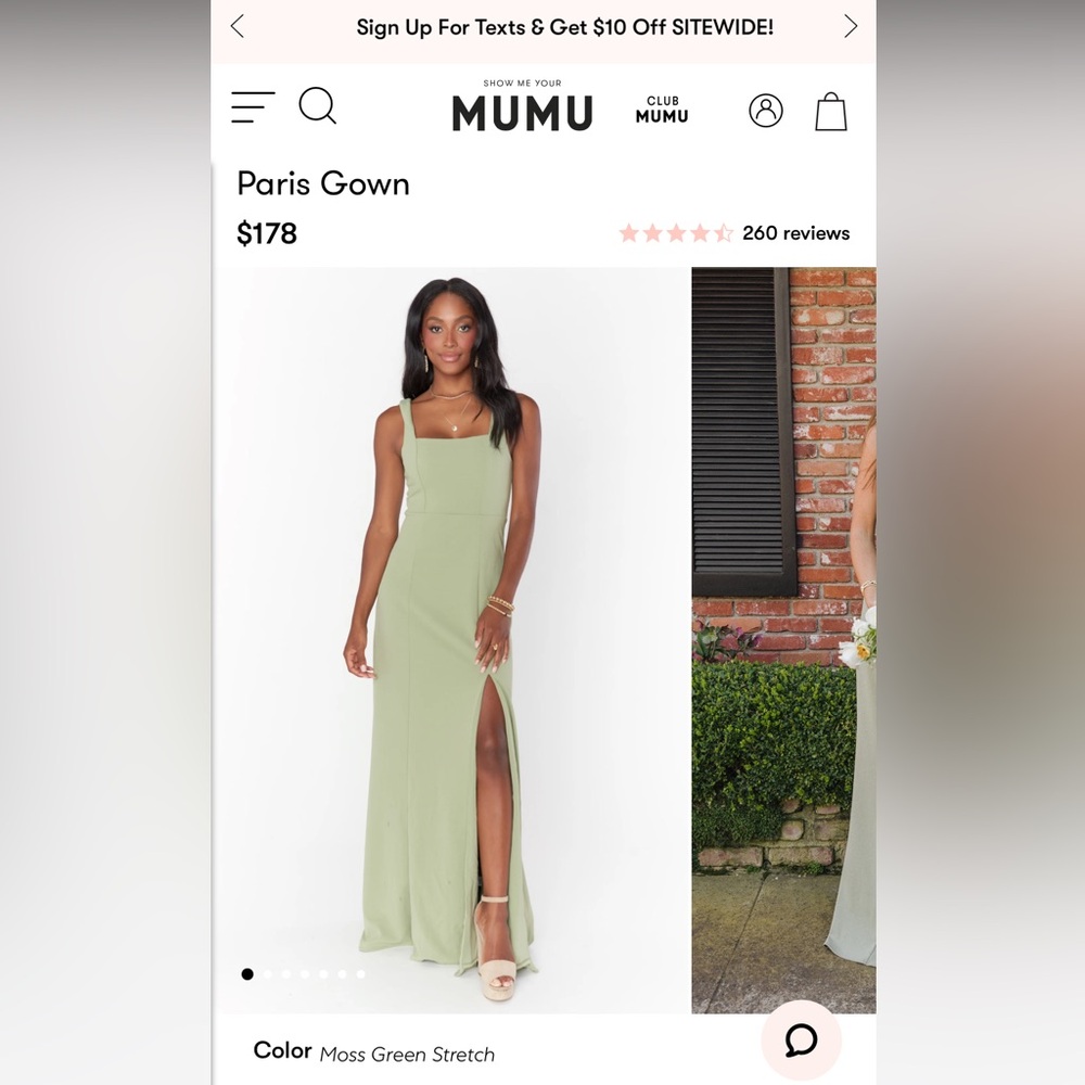 Show me your Mumu Paris Gown - Moss Green - size L